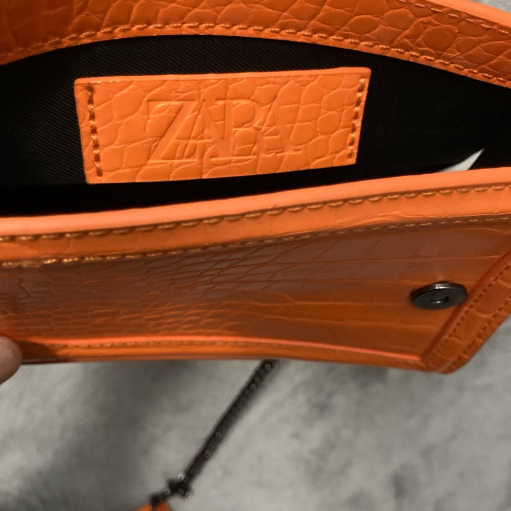 Zara Orange Croc-Embossed Mini Bag - Picture 8 of 11